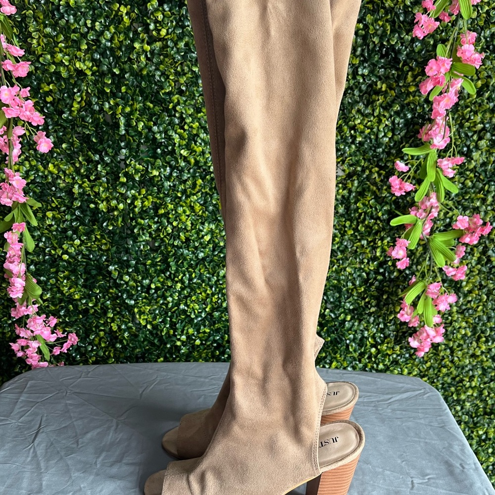 JustFab Tan Over-the-Knee Boots